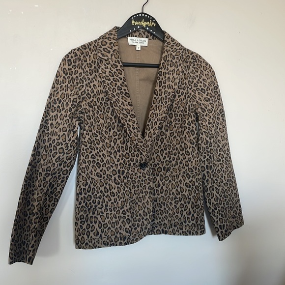 Nili Lotan Leopard Print Addison Single Button Closure Front Flap Blazer - Picture 3 of 9